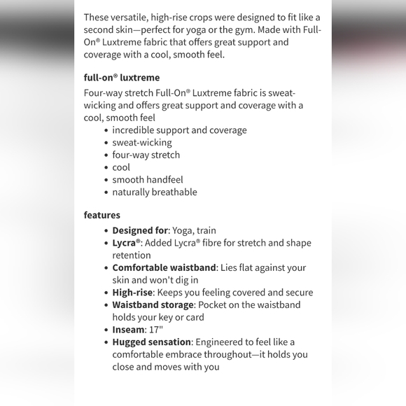 Lululemon Wunder Under Hi-Rise 1/2 Tight *Full-On Luxtreme 17"- size 6 - Picture 5 of 6